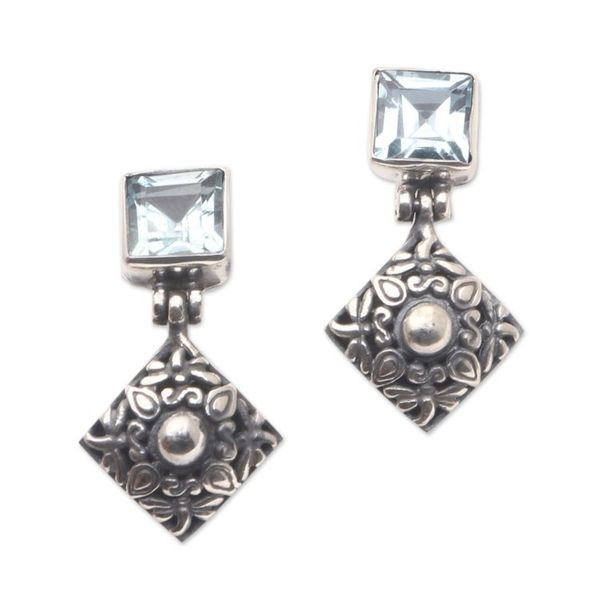 Alternate image for Artisan Crafted Blue Topaz Earrings Dragonfly Fun