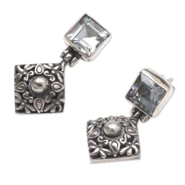 Alternate image for Artisan Crafted Blue Topaz Earrings Dragonfly Fun