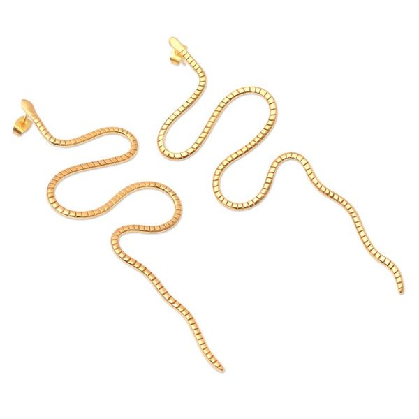 Alternate image for Balinese Gold-Plated Drop Earrings with Snake Motif Cobra Queen