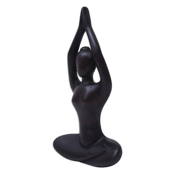 Alternate image for Hand-Carved Suar Wood Meditation Sculpture in Brown The Sky