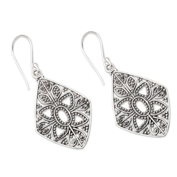 Alternate image for Openwork Sterling Silver Dangle Earrings from Bali Swaying Leaves
