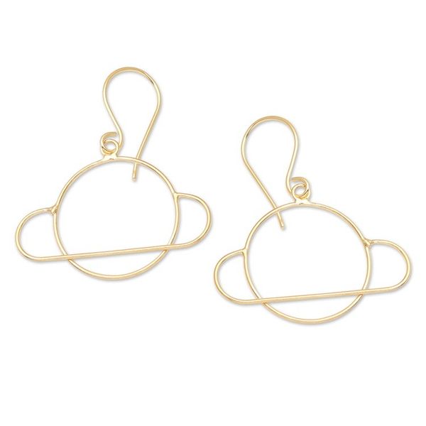 Alternate image for 22k Gold-Plated Saturn Dangle Earrings from Bali Golden Saturn