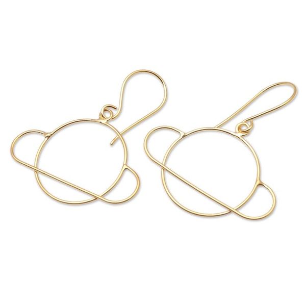 Alternate image for 22k Gold-Plated Saturn Dangle Earrings from Bali Golden Saturn
