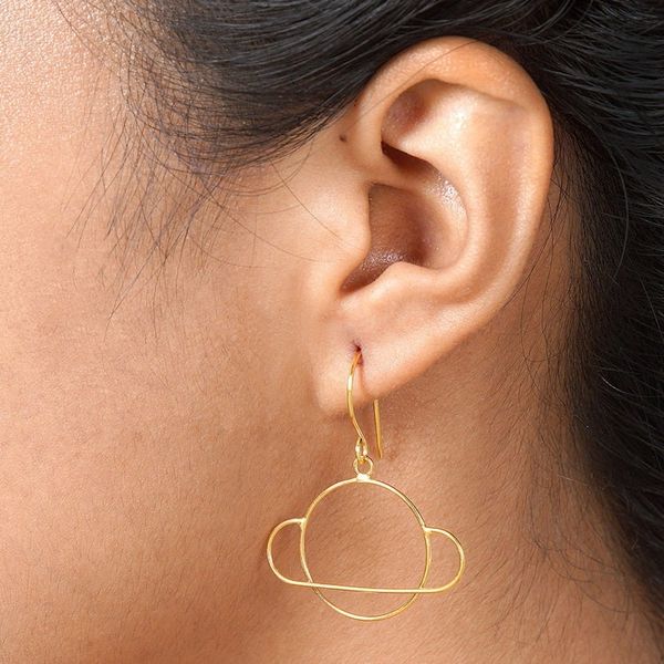 Alternate image for 22k Gold-Plated Saturn Dangle Earrings from Bali Golden Saturn