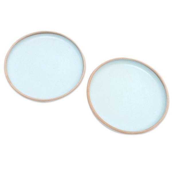 Alternate image for Rustic Ceramic Salad Plates Pair Blue Bounty