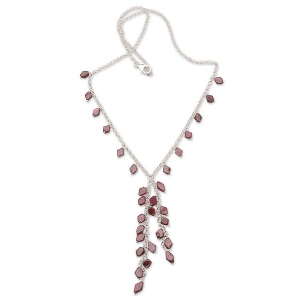 Alternate image for Y-Necklace with Garnet Chips Wine and Roses