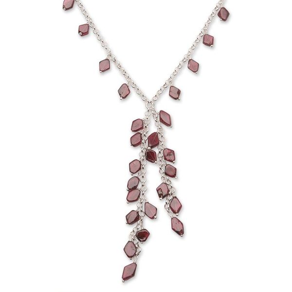Alternate image for Y-Necklace with Garnet Chips Wine and Roses