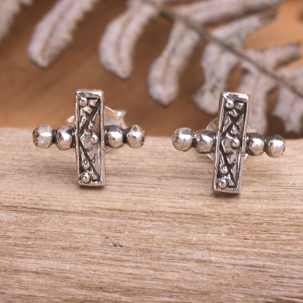Sterling Silver Cross Stud Earrings from Bali 'Blessing Cross'