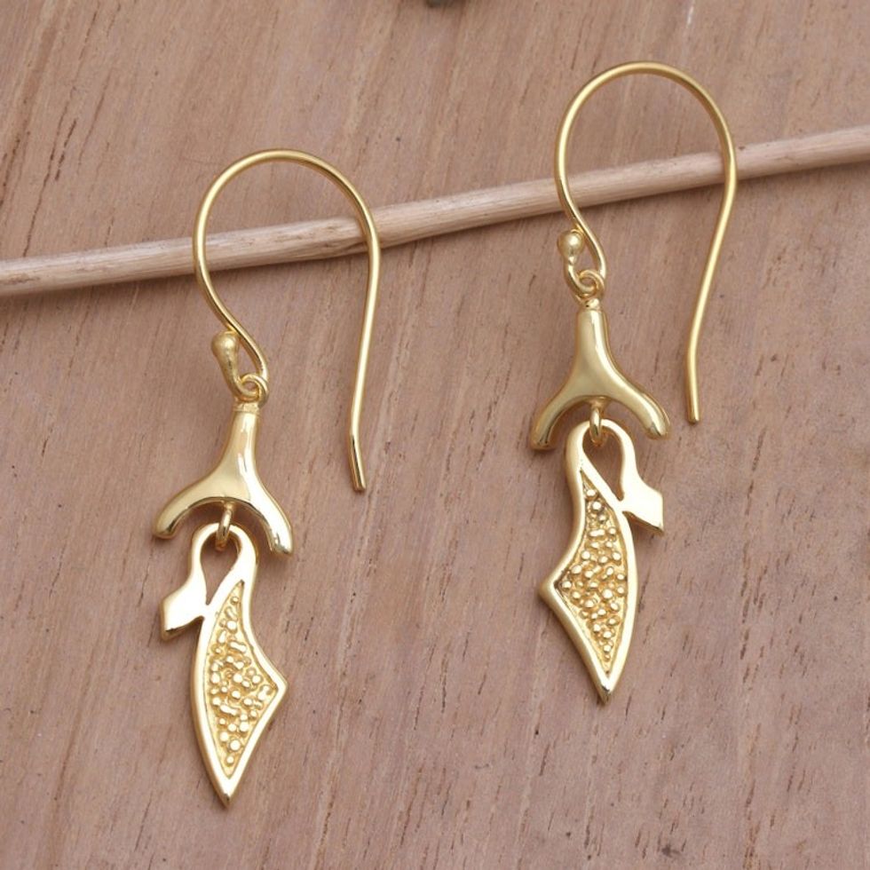 Handcrafted Gold-Plated Earrings from Bali 'Unique Style'