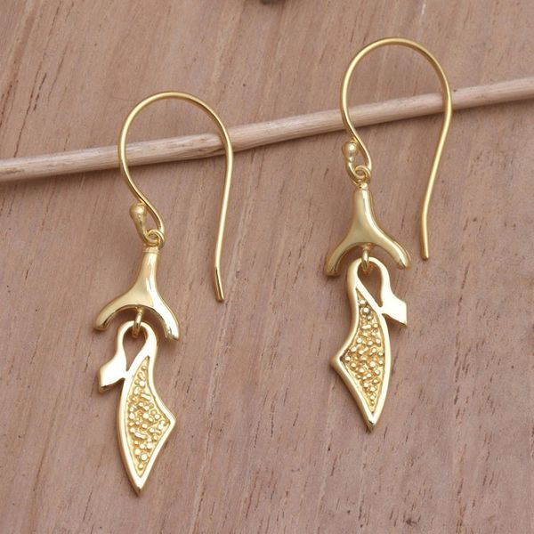 Alternate image for Handcrafted Gold-Plated Earrings from Bali Unique Style