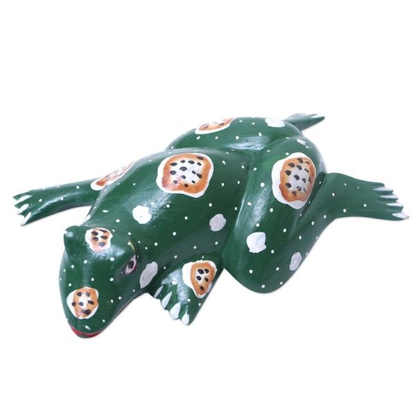 Alternate image for Frog Wood Figurine Hand-carved Hand-painted in Indonesia Swimming Frog