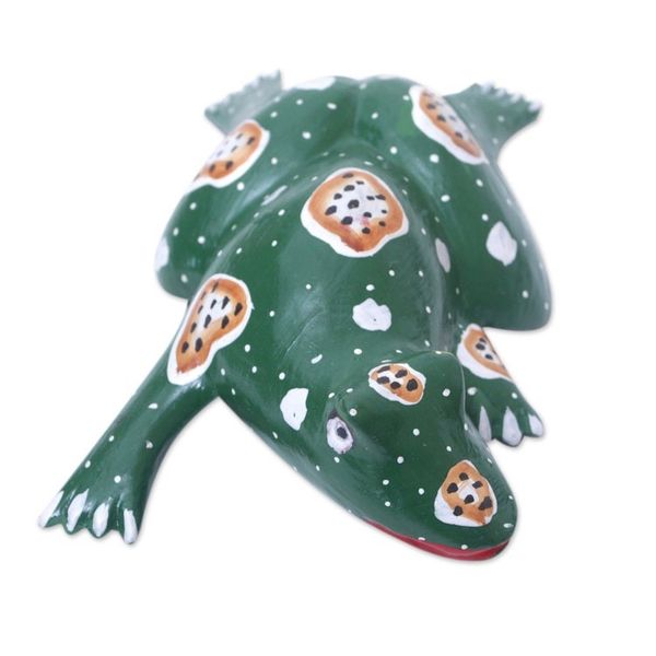 Alternate image for Frog Wood Figurine Hand-carved Hand-painted in Indonesia Swimming Frog