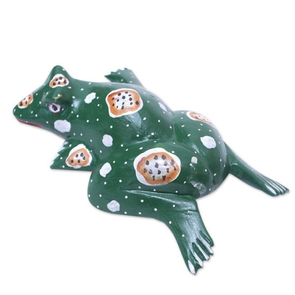Alternate image for Frog Wood Figurine Hand-carved Hand-painted in Indonesia Swimming Frog