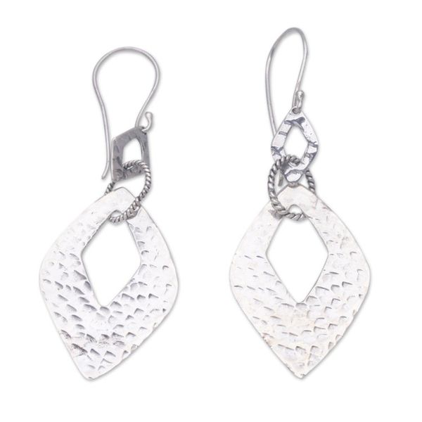Alternate image for Sterling Silver Diamond-Shaped Dangle Earrings from Bali Hope Diamonds