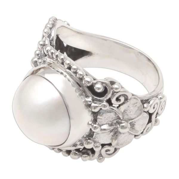 Alternate image for Cultured Pearl and Sterling Silver Cocktail Ring from Bali Soft Glow in Grey