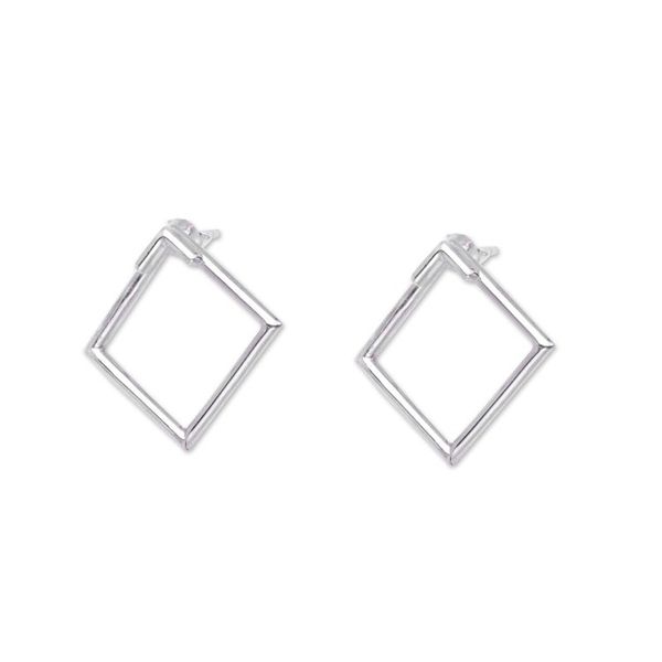 Alternate image for Handcrafted 925 Sterling Silver Drop Earrings from Bali Simply Square