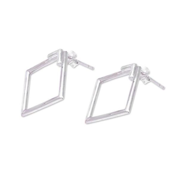 Alternate image for Handcrafted 925 Sterling Silver Drop Earrings from Bali Simply Square