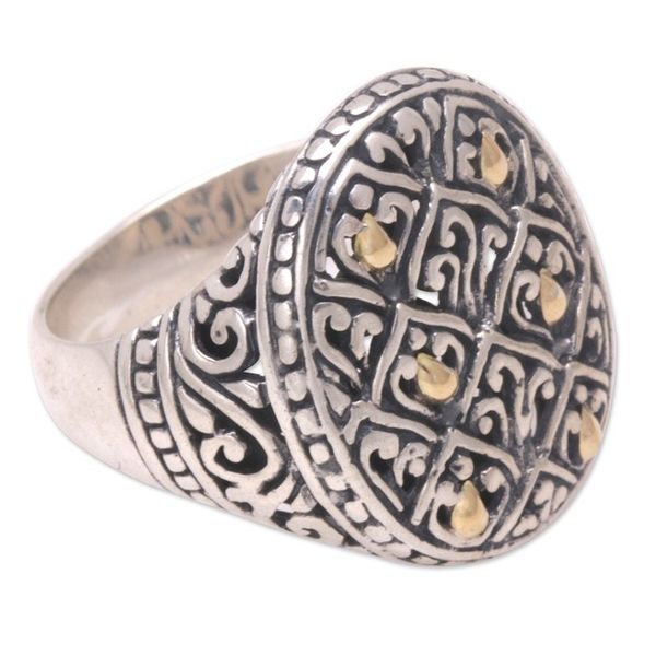 Alternate image for Handmade Gold-Accented Unisex Signet Ring Rice Terrace