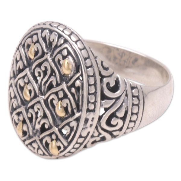Alternate image for Handmade Gold-Accented Unisex Signet Ring Rice Terrace