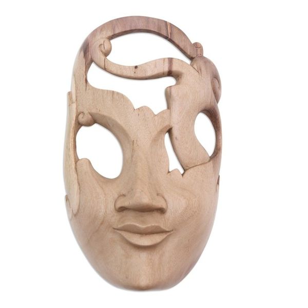 Alternate image for Handmade Hibiscus Wood Mask Arabesque