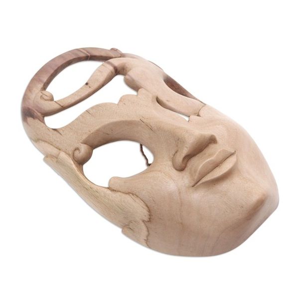 Alternate image for Handmade Hibiscus Wood Mask Arabesque