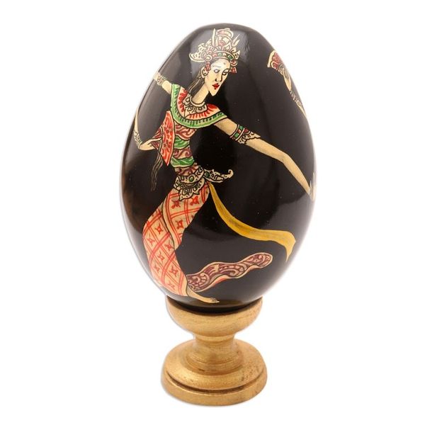 Alternate image for Hand Painted Balinese Egg Sculpture Oleg Dance
