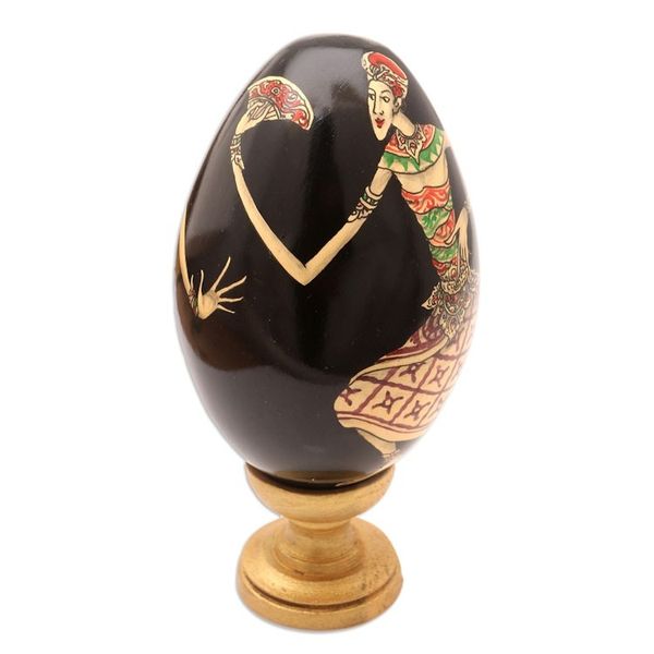 Alternate image for Hand Painted Balinese Egg Sculpture Oleg Dance
