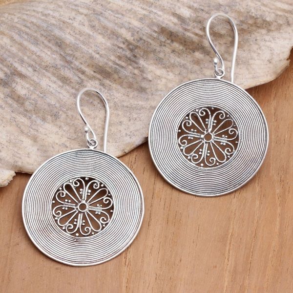 Alternate image for Hand Crafted Sterling Silver Dangle Earrings Spin a Story