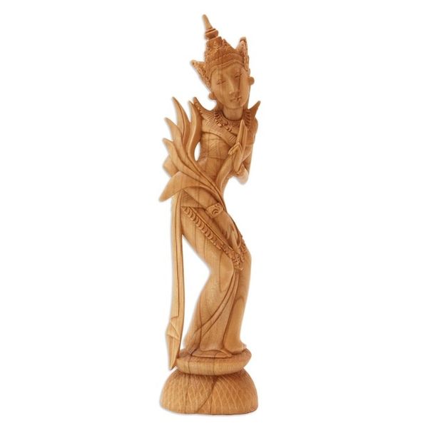 Alternate image for Hand-Carved Crocodile Wood Dewi Sri Sculpture from Bali Dewi Sri Blessing