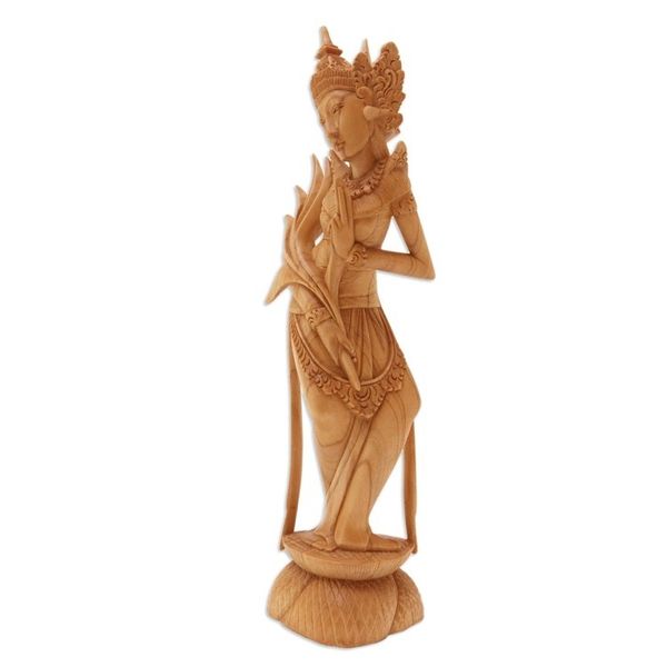 Alternate image for Hand-Carved Crocodile Wood Dewi Sri Sculpture from Bali Dewi Sri Blessing