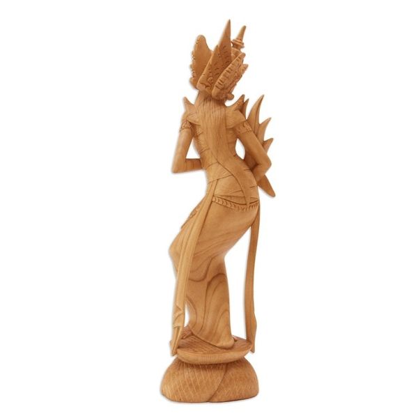 Alternate image for Hand-Carved Crocodile Wood Dewi Sri Sculpture from Bali Dewi Sri Blessing