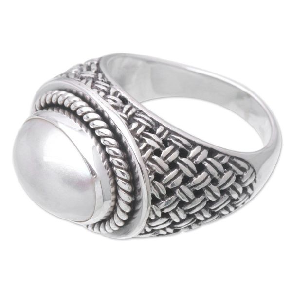 Alternate image for Sterling Silver Cocktail Ring with Cream Cultured Pearl White Wave