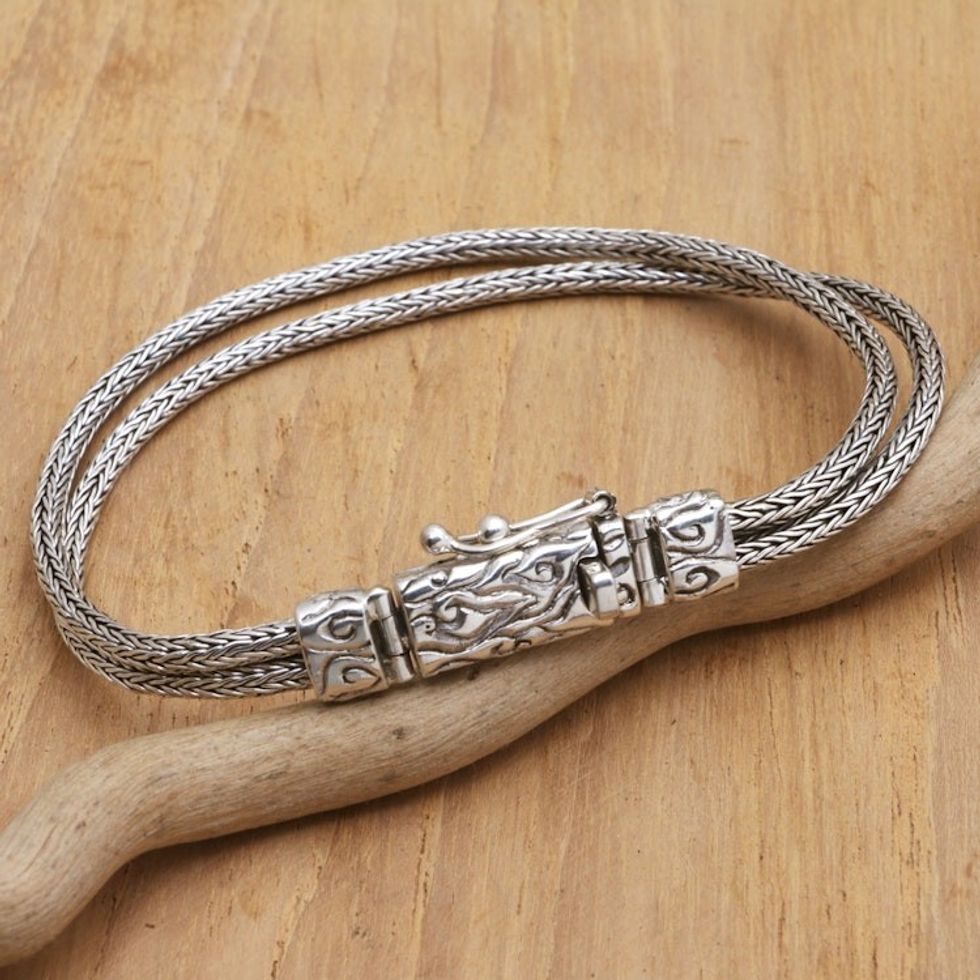 Traditional Sterling Silver Bracelet with Naga Chains 'Wise Empress'
