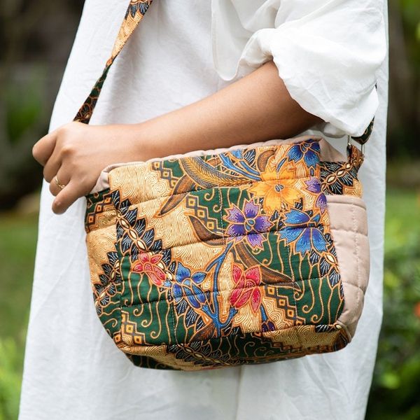 Alternate image for Handcrafted Cotton Sling with Traditional Batik Pattern Blitar Vibes