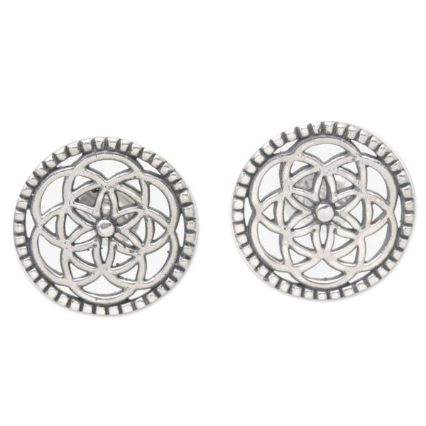 Alternate image for Handcrafted Sterling Silver Chakra Button Earrings Round Chakras