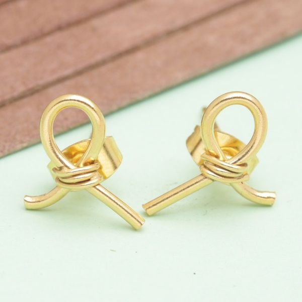 Alternate image for Modern 18k Gold-Plated Brass Button Earrings from Bali Future Ribbons