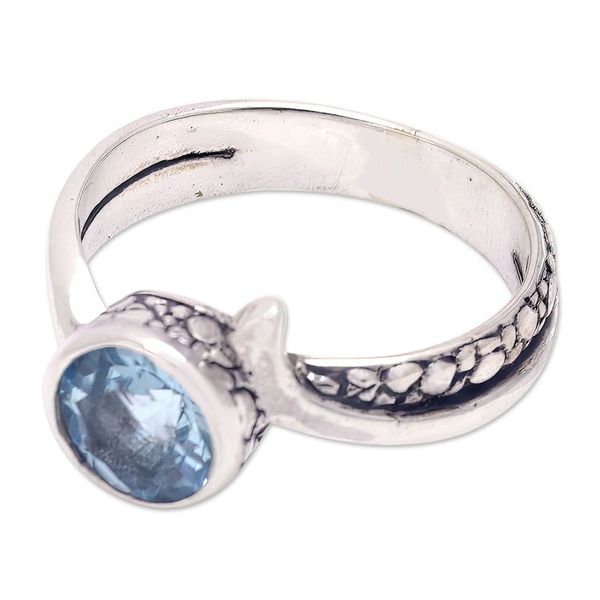 Alternate image for One-Carat Faceted Blue Topaz Single Stone Ring from Bali Loyal Embrace