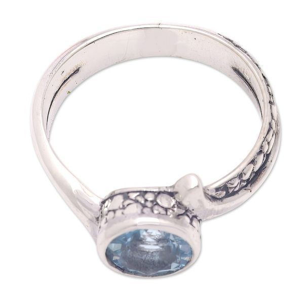 Alternate image for One-Carat Faceted Blue Topaz Single Stone Ring from Bali Loyal Embrace
