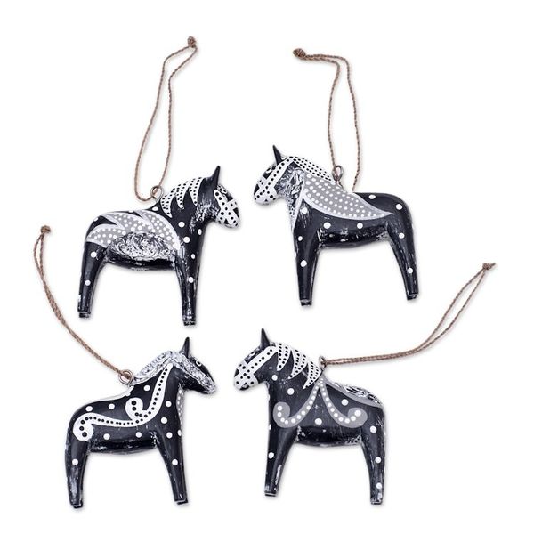 Alternate image for 4 Wood Dala Horse Ornaments Carved Painted by Hand in Bali Dala Speed