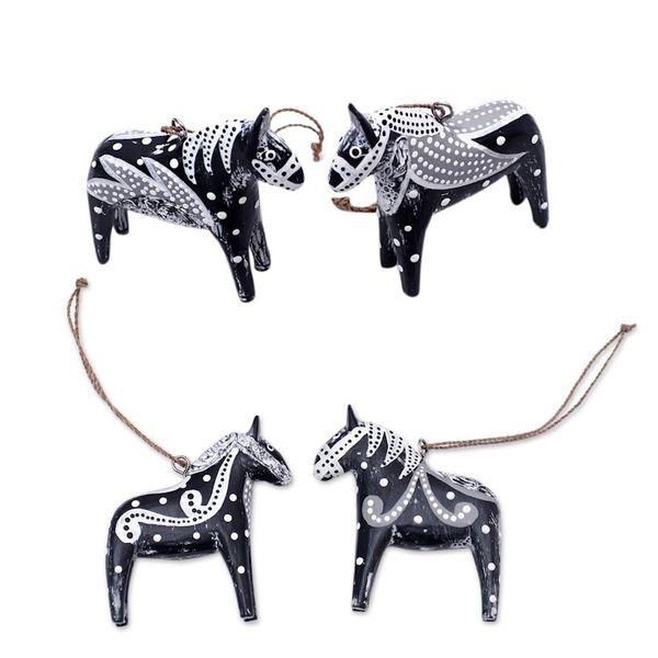 Alternate image for 4 Wood Dala Horse Ornaments Carved Painted by Hand in Bali Dala Speed