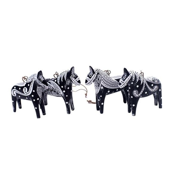 Alternate image for 4 Wood Dala Horse Ornaments Carved Painted by Hand in Bali Dala Speed