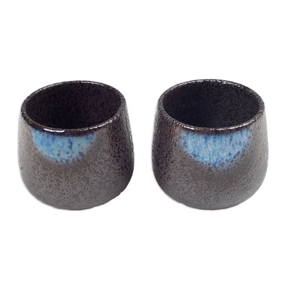 Alternate image for Set of 2 Handcrafted Bohemian Ceramic Cups from Bali Bohemian Satisfaction