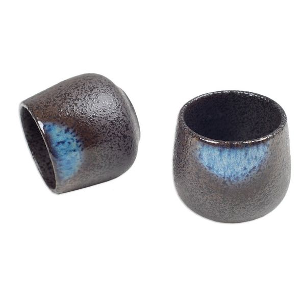 Alternate image for Set of 2 Handcrafted Bohemian Ceramic Cups from Bali Bohemian Satisfaction