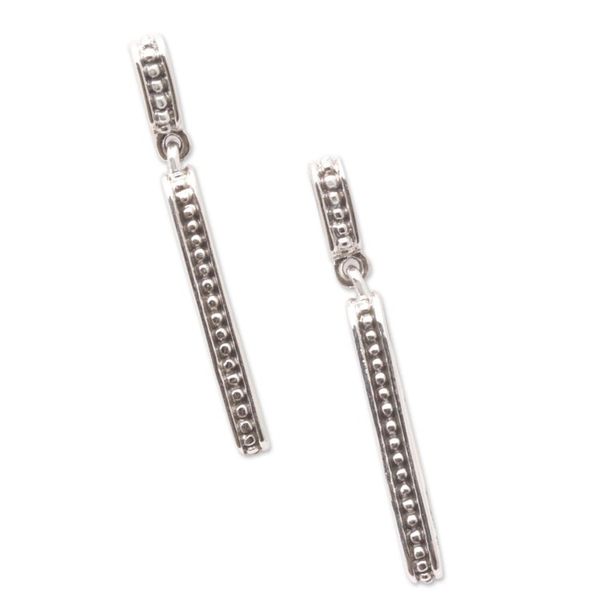Alternate image for Sterling Silver Modern Dangle Earrings with Speckled Pattern Speckled Roads