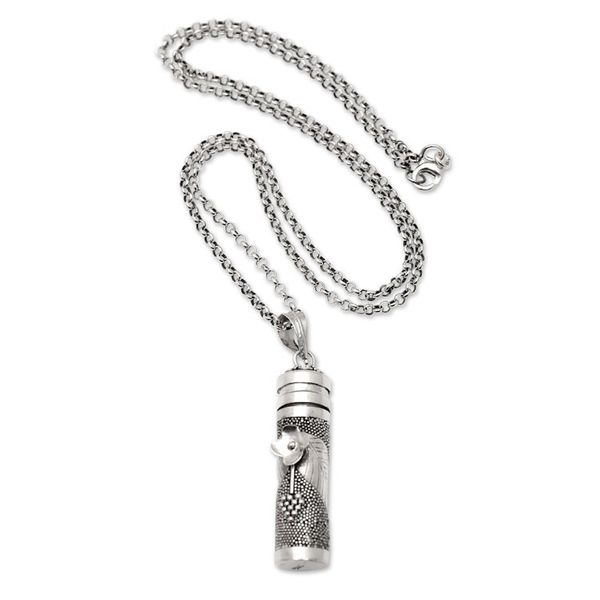 Alternate image for Floral Sterling Silver Locket Pendant Necklace from Bali Paradise Essence