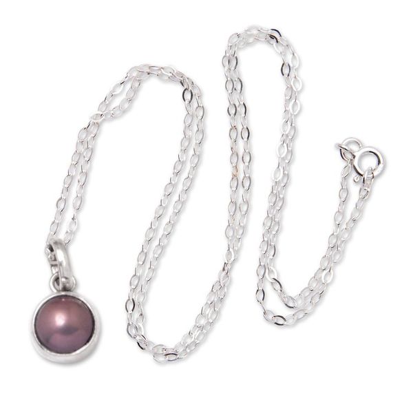 Alternate image for Sterling Silver Pendant Necklace with Round Cultured Pearl Petite Chic