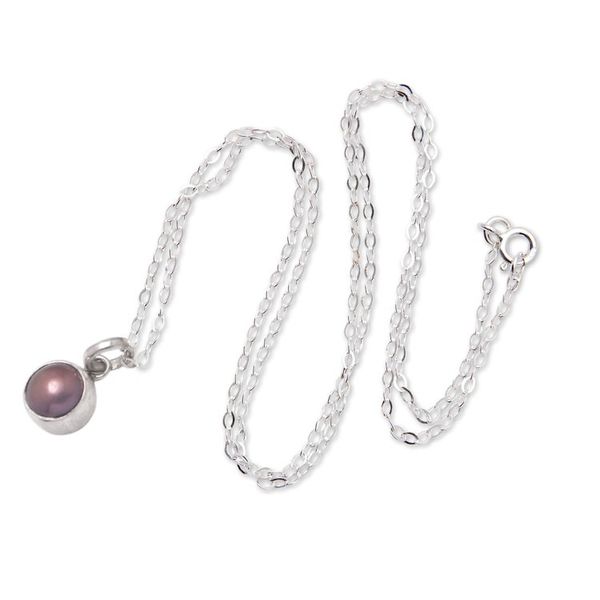 Alternate image for Sterling Silver Pendant Necklace with Round Cultured Pearl Petite Chic