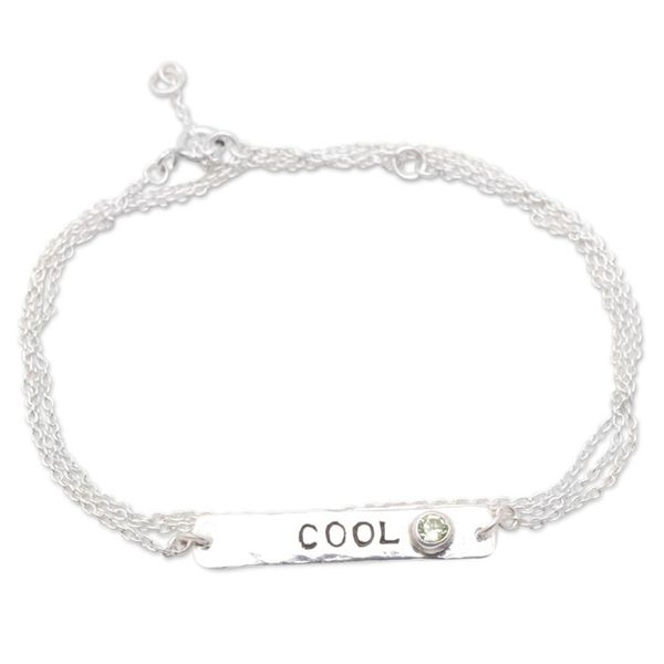 Alternate image for Inspirational Wrap Pendant Bracelet with Natural Peridot Gem Cool and Green