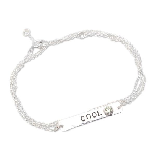 Alternate image for Inspirational Wrap Pendant Bracelet with Natural Peridot Gem Cool and Green
