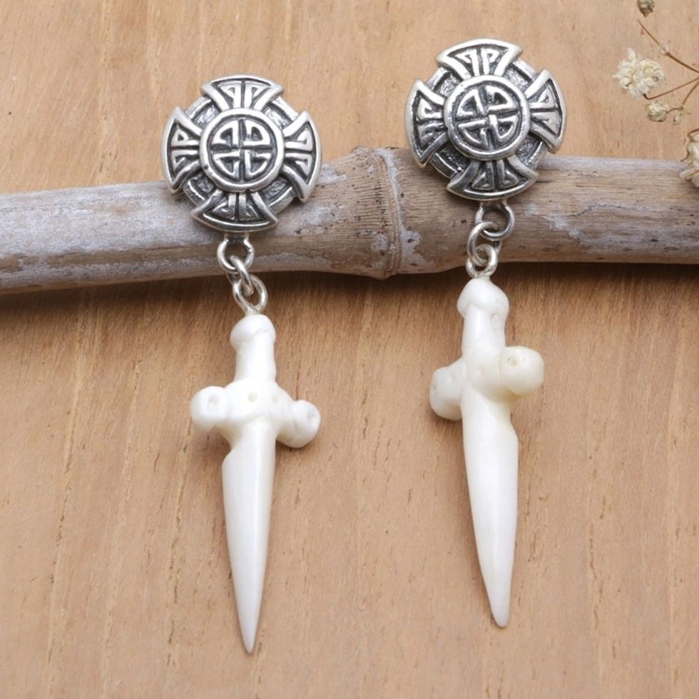 Sterling Silver Celtic Dangle Earrings with Crosses 'Celtic Hope'